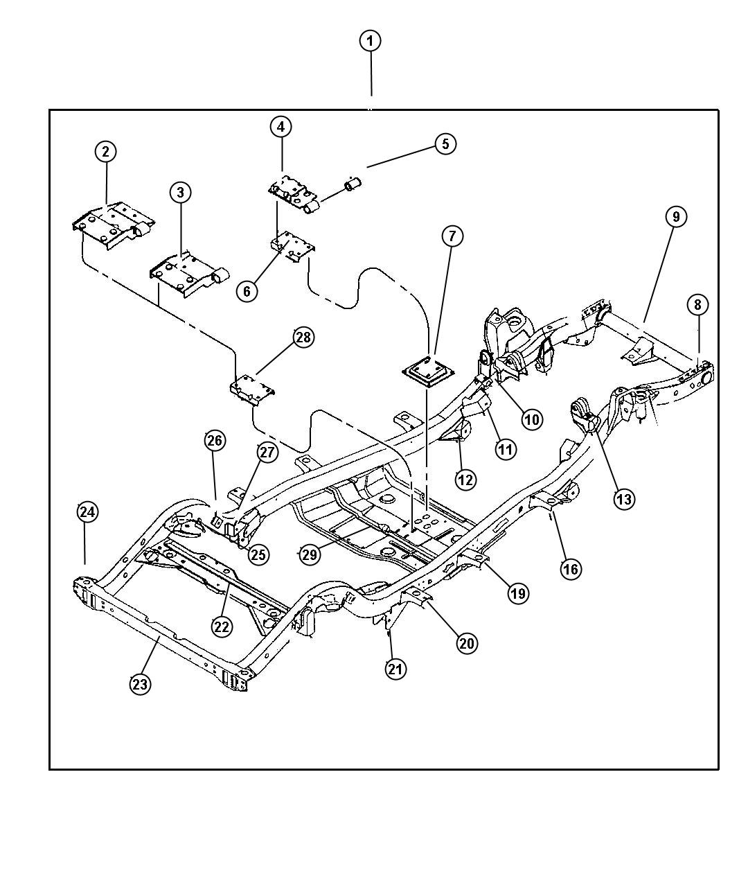 Jeep Wrangler Frame. Chassis. W/2.5l eng - 52058813AC ...