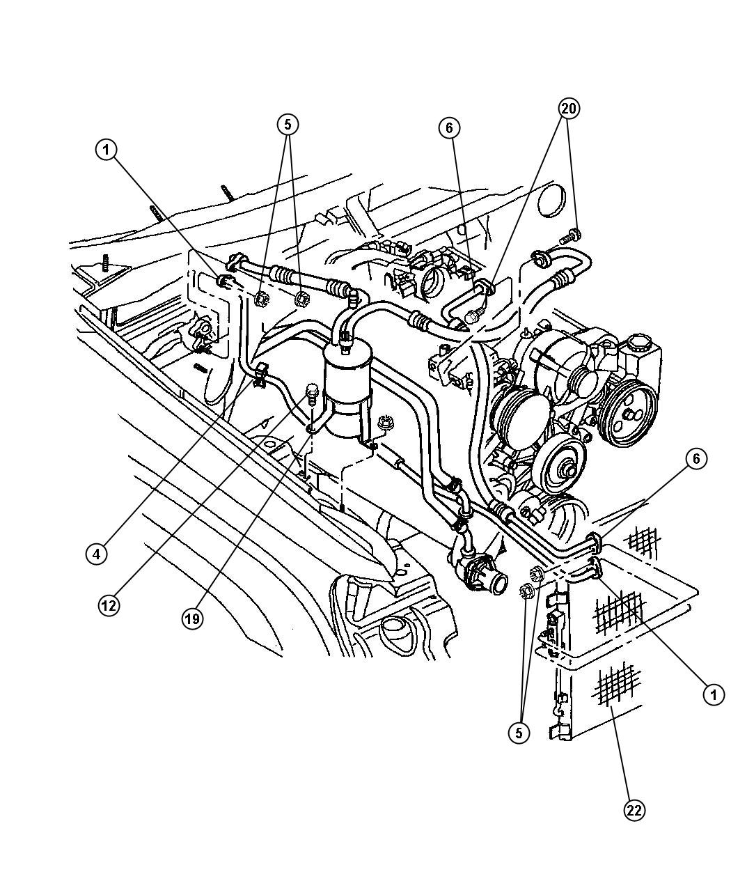 Jeep Grand Cherokee Label. Refrigerant. Condenser, accumulator, lines