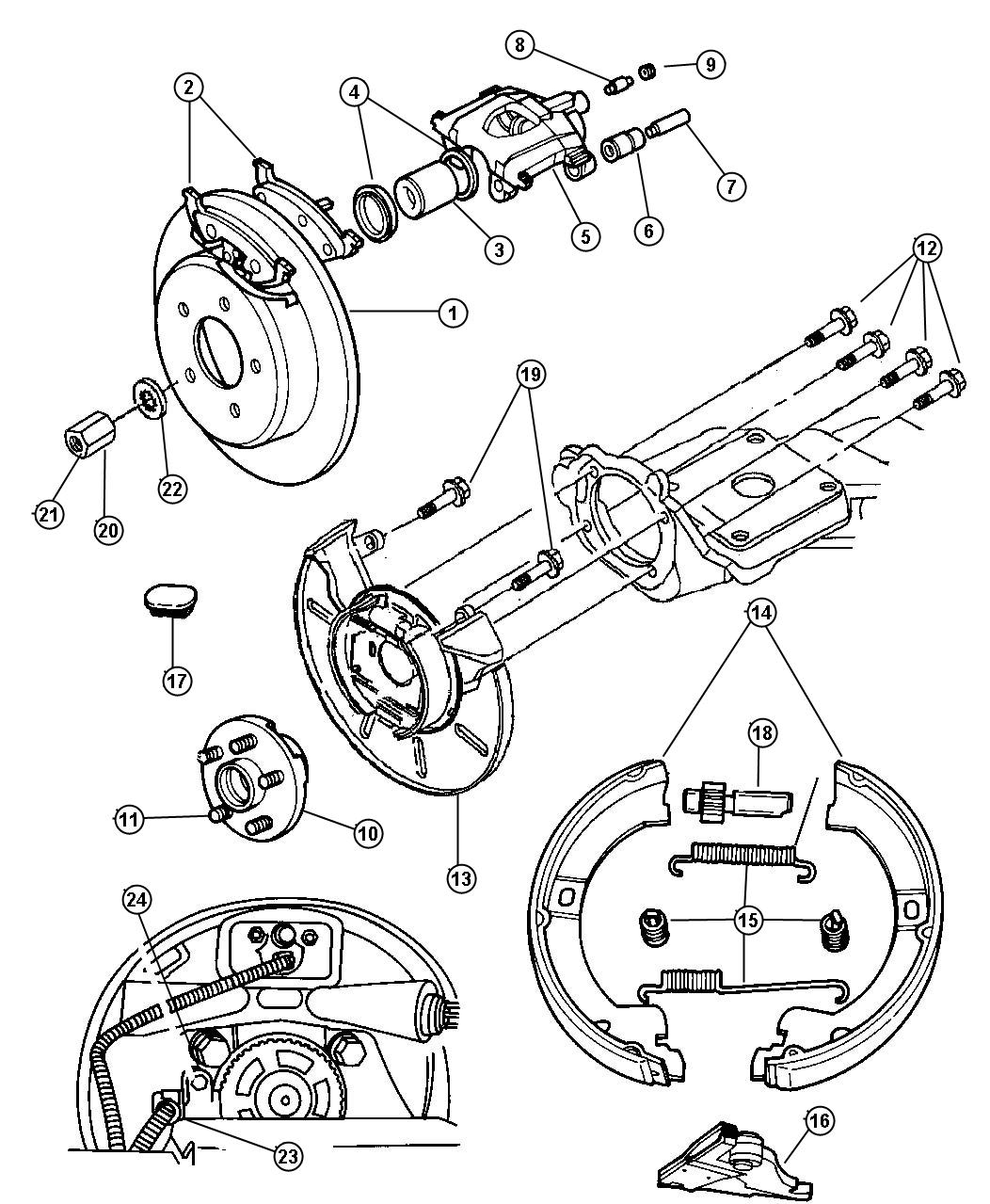 2007 Dodge Grand Caravan Adjuster. Parking brake. Disc, brakes, rear ...