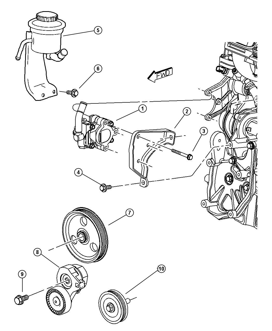 1999 dodge Dakota Pump. Power steering. Mounting, reservoir, mopar