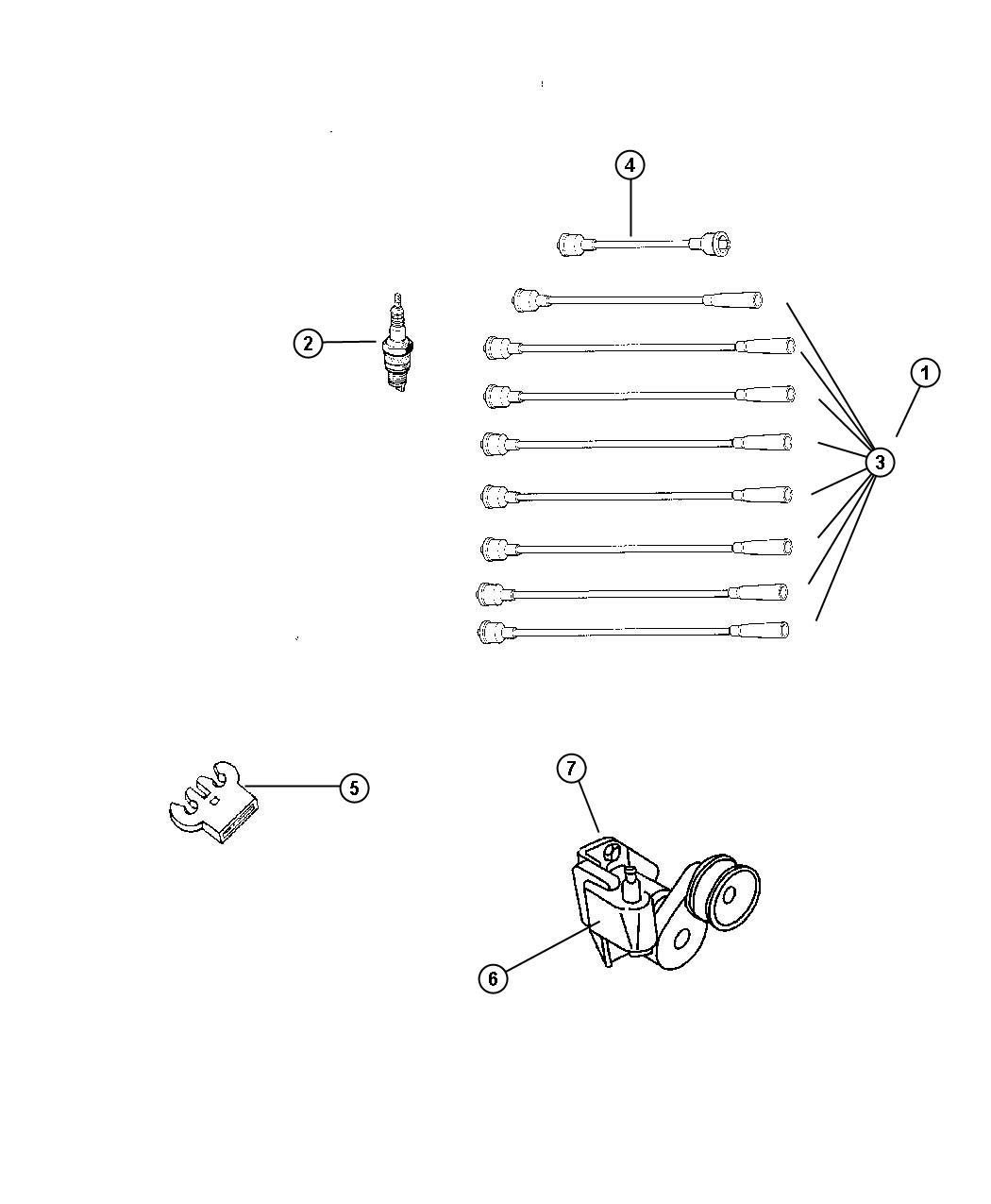 Dodge Ram 1500 Cable. Ignition. #5 & 7, #5 and #7, #5, #7, [#5, 7], [5