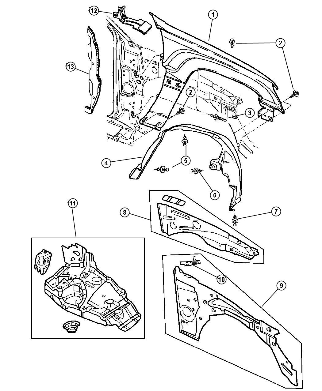 2009 Dodge Sprinter 2500 Support. Front suspension. Left. Fenders ...