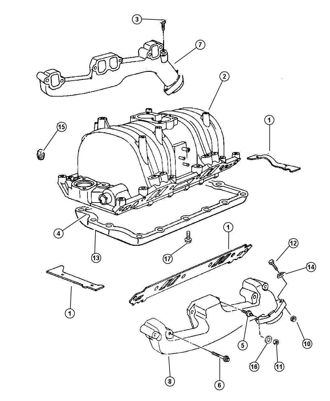 dodge Dakota Gasket package. Intake manifold. Exhaust, engine, mpi ...