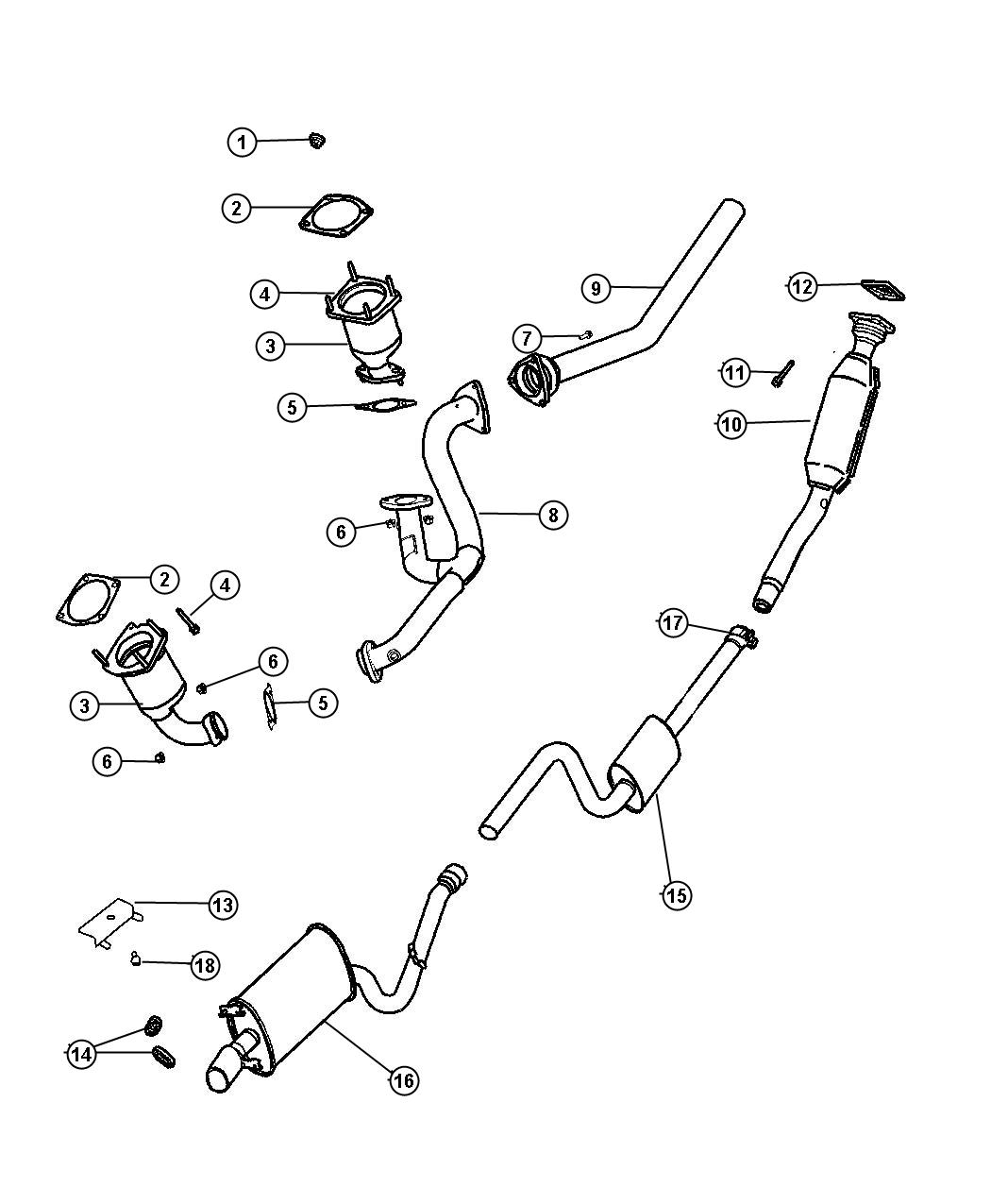 Dodge Stratus Gasket. Exhaust manifold to front converter ...