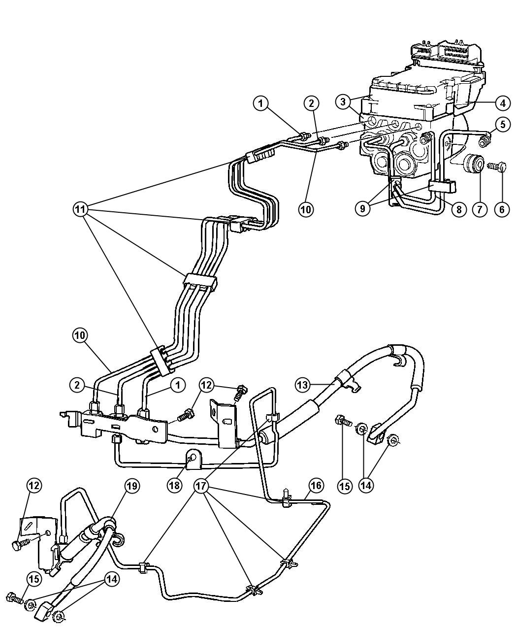 55366224AI Dodge Control unit. Antilock brake. Lines, hoses, hcu