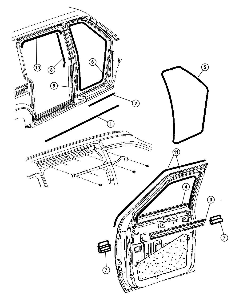 Dodge Grand Caravan Weatherstrip Front Door Right Weatherstrips Sliding Seals Panels Fca