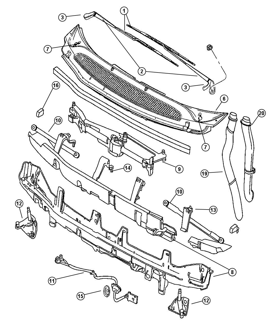 Dodge Grand Caravan Tube. Wiper drain module - 04857870AD | Myrtle Beach SC