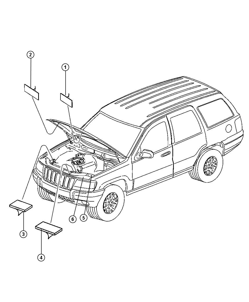 jeep Grand Cherokee Label. A/c spec., belt routing. Engine, related