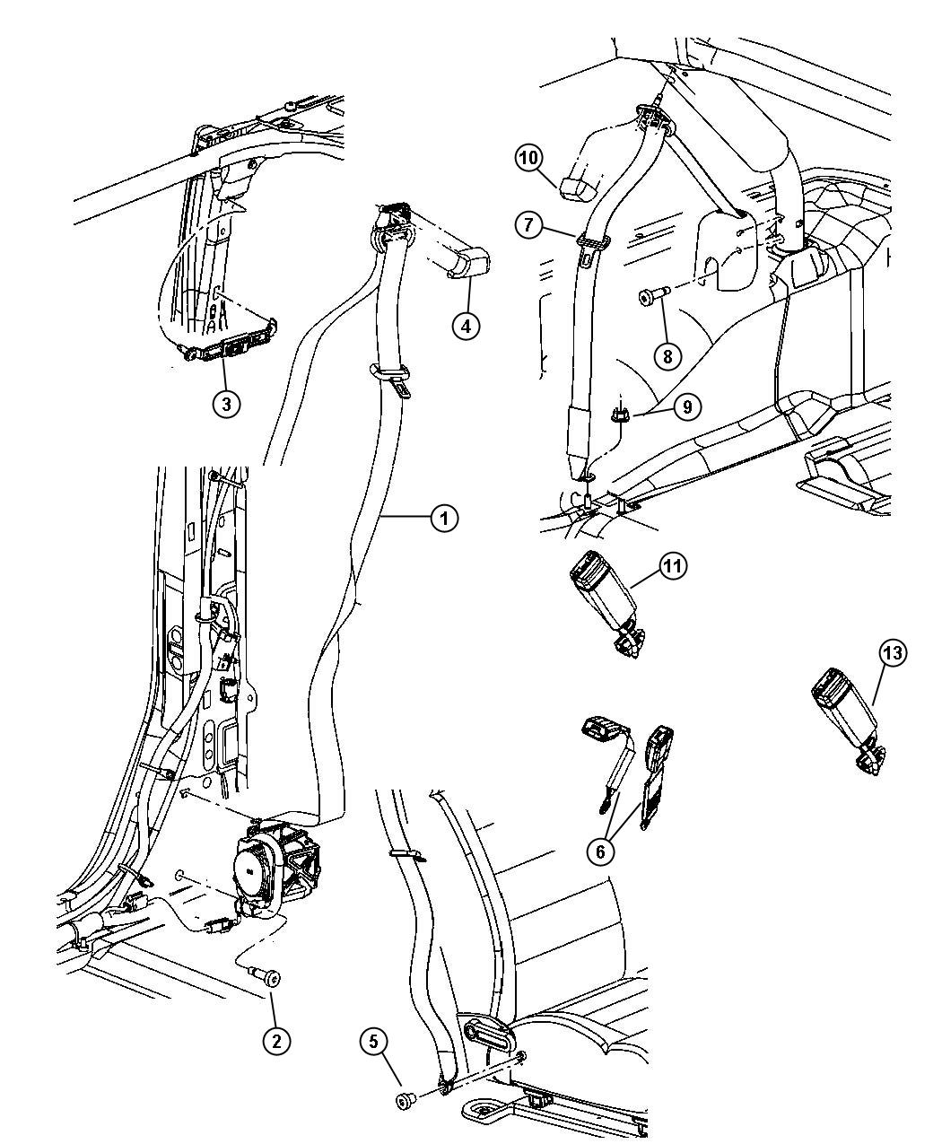 2007-Jeep-Wrangler-Seat-belt.-Front-outer.-Left.-Trim-...