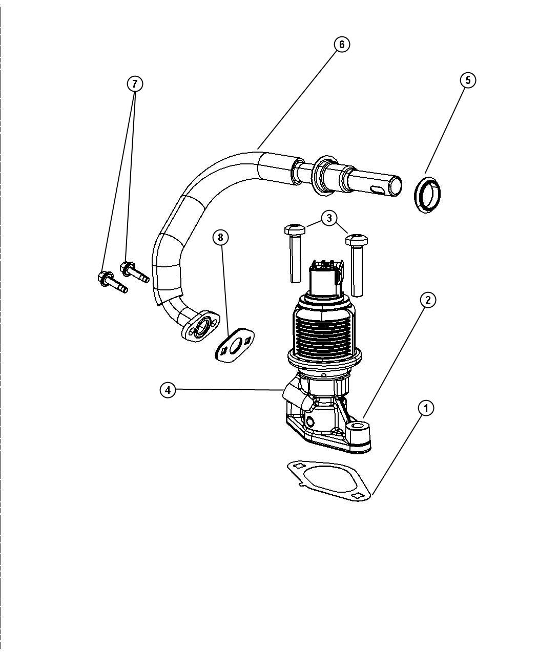 2007 Jeep Commander Tube. Egr, egr valve to intake manifold. Gas