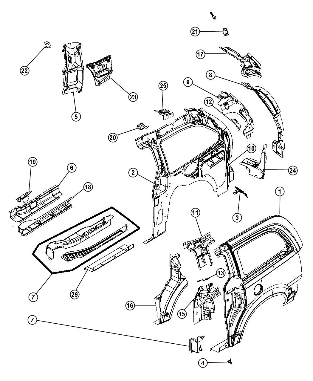 dodge Grand Caravan Plug. Weld access extension quarter panel. Lower ...