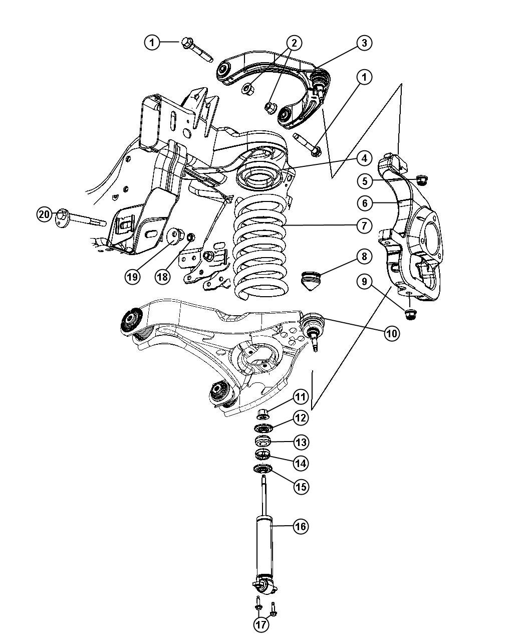 Dodge Ram 1500 Arm. Upper control. Front. Left. After 08/11/14, after