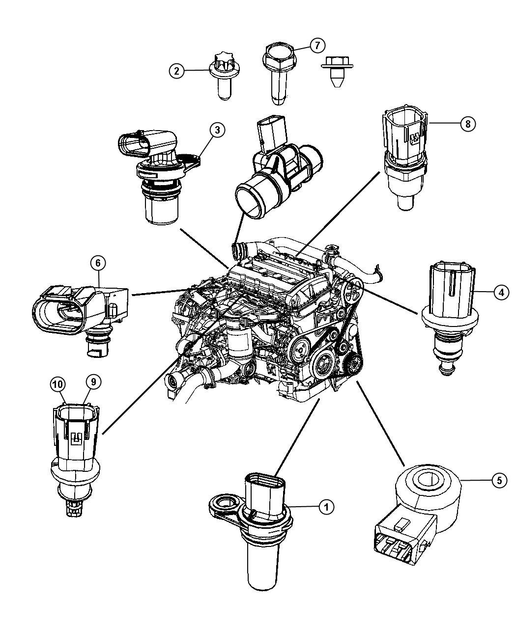 Dodge Caliber Sensor. Crankshaft position. Vehicle speed sensor