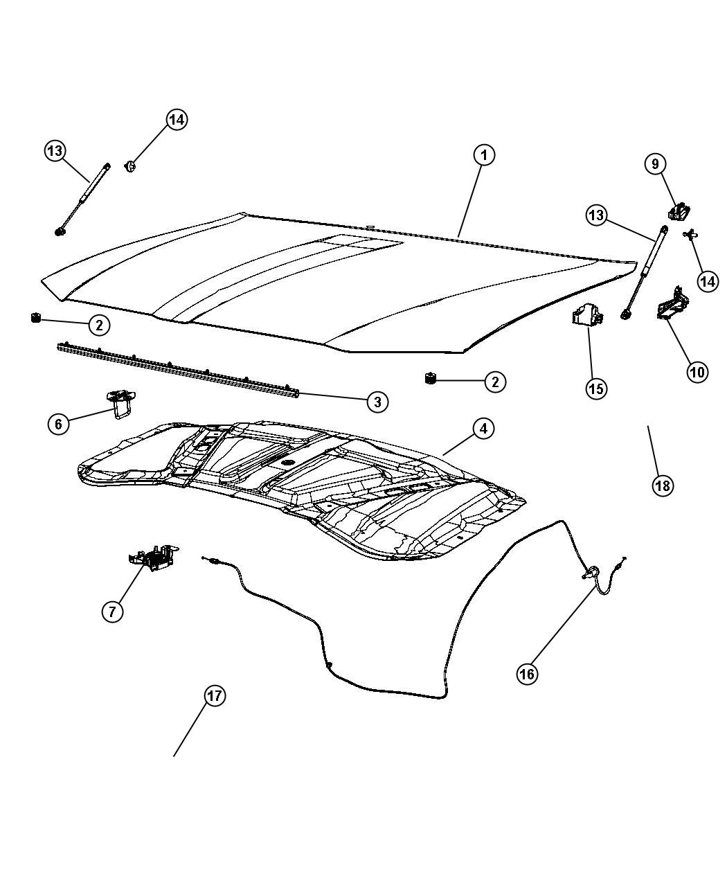 Chrysler 300 Mucket. Cowl. Wiper pivot. System, hood - 68040243AC ...