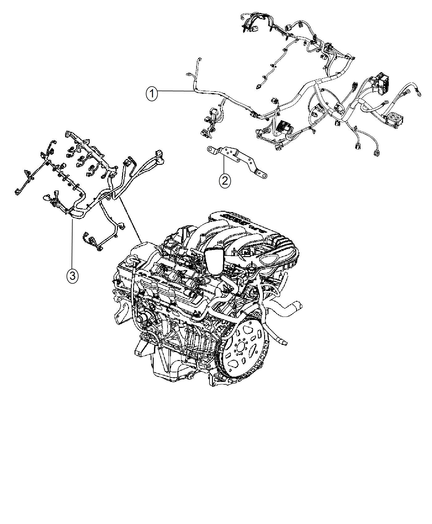 2014 Dodge Journey Wiring. Engine. Includes transmission harness