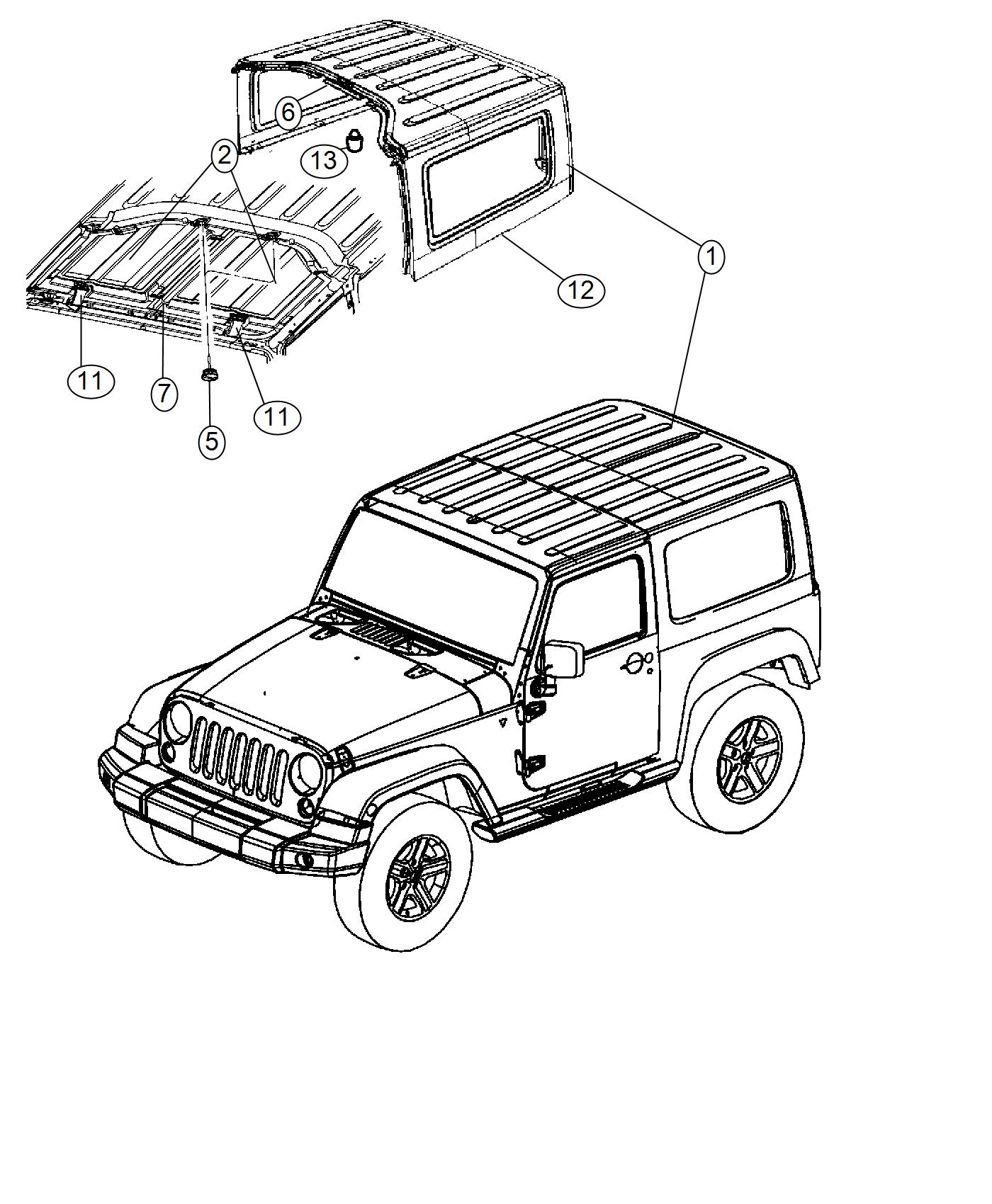 2016 Jeep Wrangler Screw. B Pillar, Bodyside, Top To B Pillar And Body ...