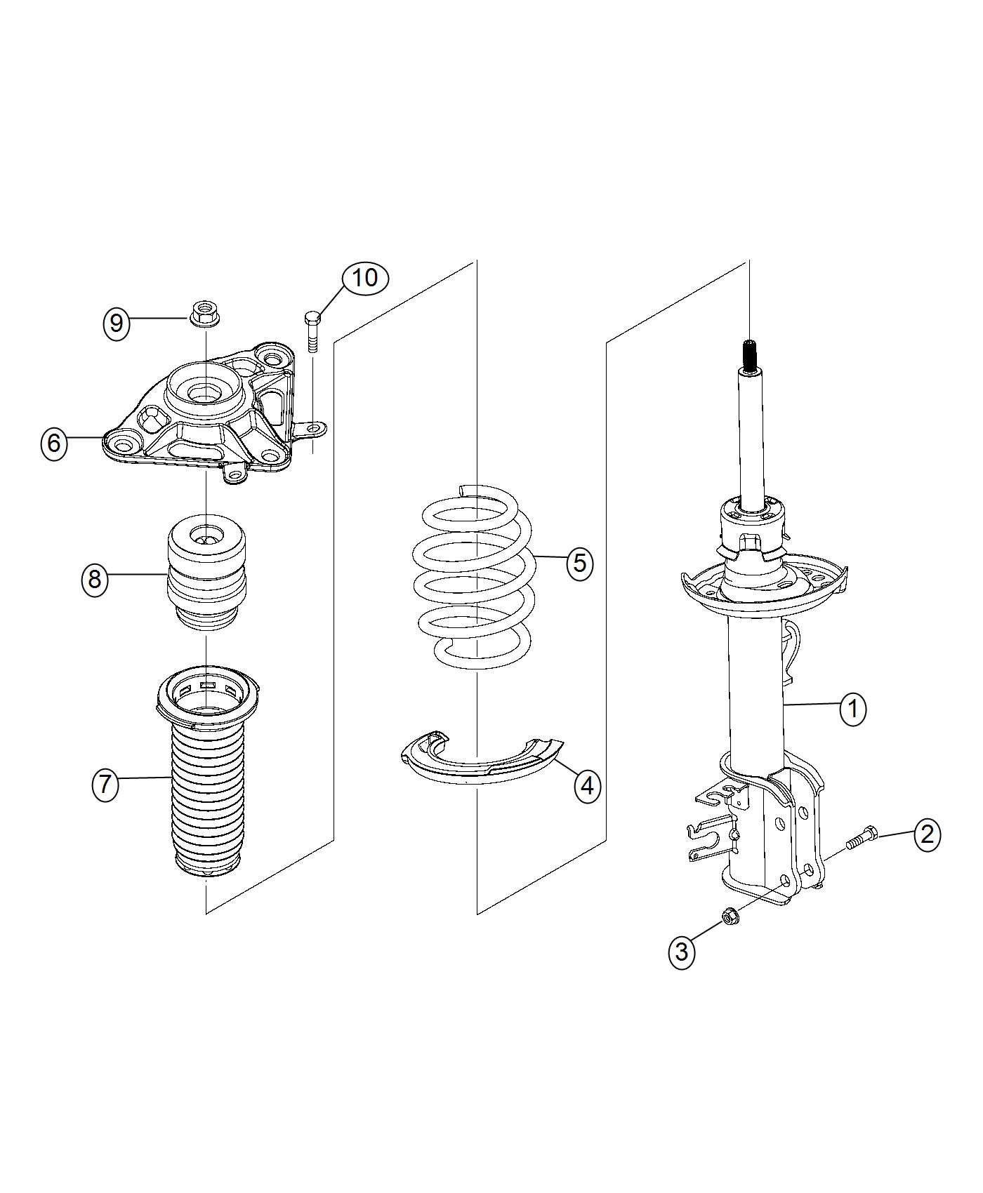 2016 Jeep Renegade Mount. Strut. Left, right, right rear. Suspension ...